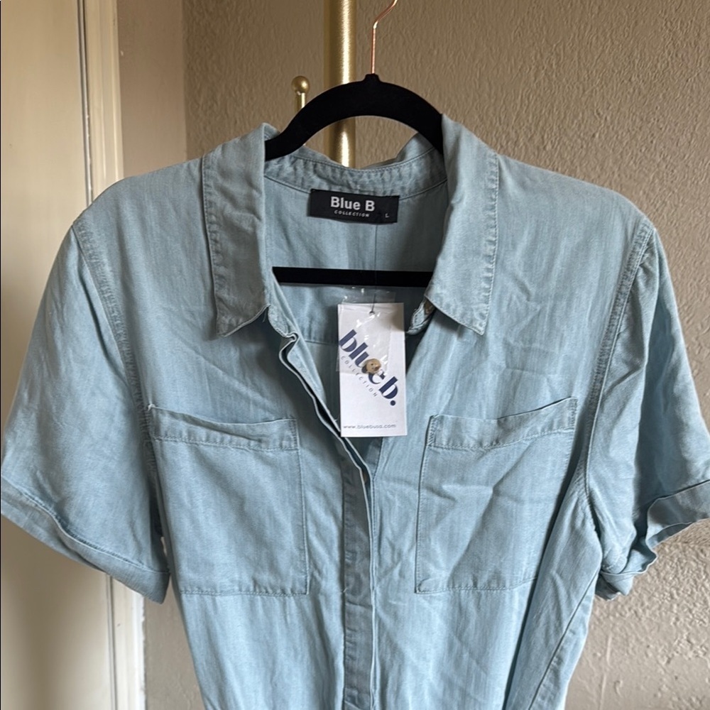 NWT - Blue B - Light Blue Tencel Romper - Size L - Picture 4 of 9